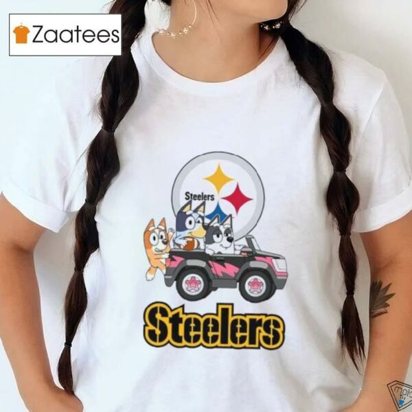 Bluey Fun In The Car With Pittsburgh Slers Football Shirt