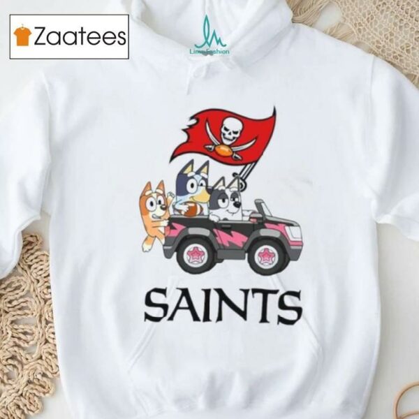 Bluey Fun In The Car With Tampa Bay Buccaneers Football Shirt