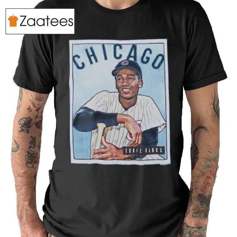 Chicago Cubs Ernie Banks Mitchell Ness Royal Cooperstown Collection Collectors Connection T Shirt