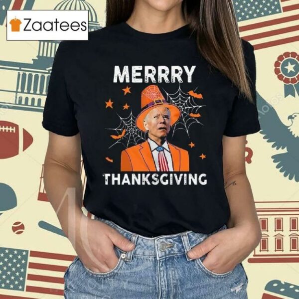 Funny Joe Biden Confused Merry Thanksgiving For Halloween Long Sleeve Shirt