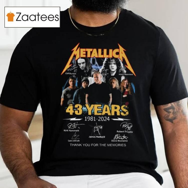 Metallica 43 Year 1981 2024 Thank You For The Memories T Shirt